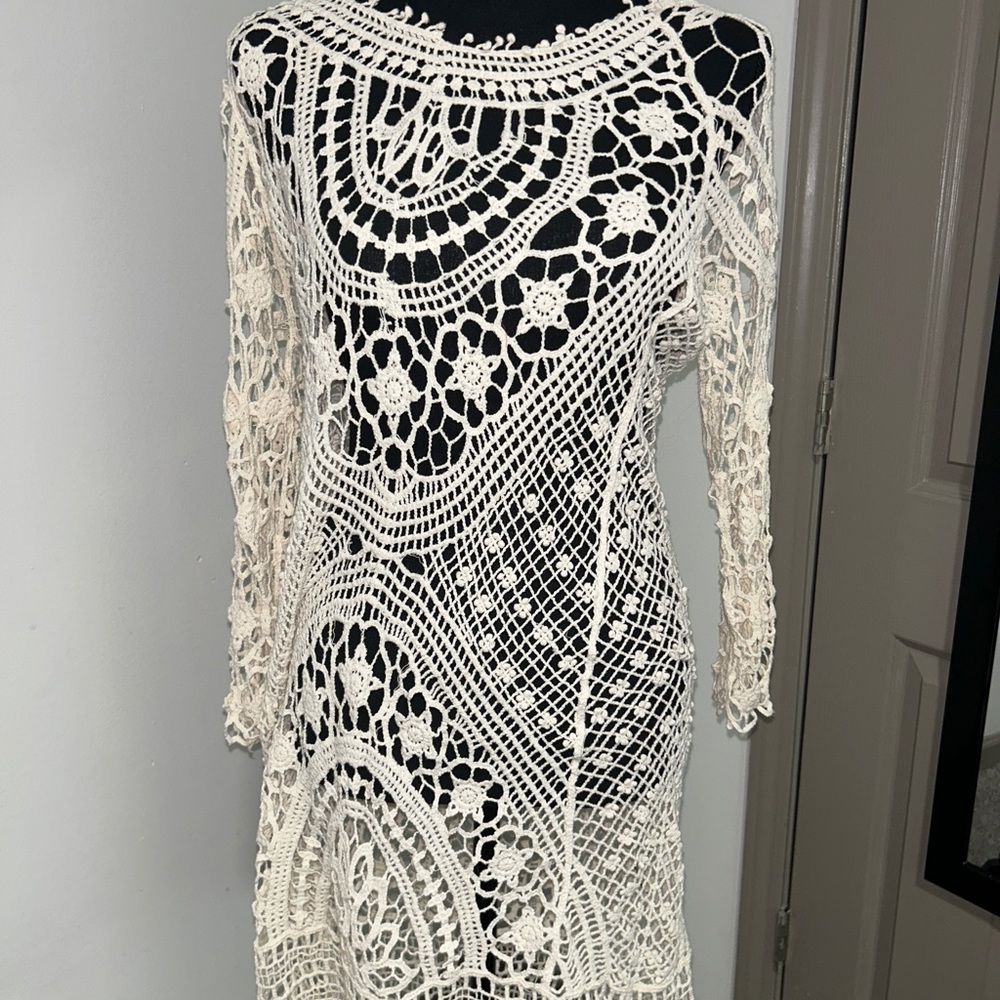 White crochet coverup